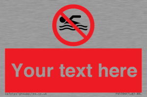 Custom No swimming prohibition Sign